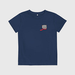 Футболка хлопковая детская Милый серый котик в шарфике для пары, цвет: тёмно-синий