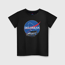 Футболка хлопковая детская Space delorean, цвет: черный