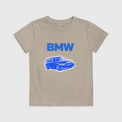 Футболка хлопковая детская Blue bmw, цвет: миндальный