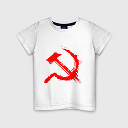 Футболка хлопковая детская Sickle and hammer red paint, цвет: белый