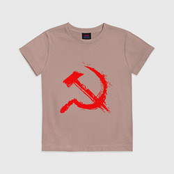 Футболка хлопковая детская Sickle and hammer red paint, цвет: пыльно-розовый