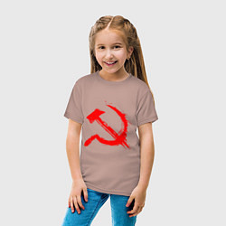 Футболка хлопковая детская Sickle and hammer red paint, цвет: пыльно-розовый — фото 2