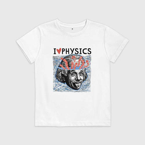 Детская футболка Альберт Эйнштейн показывает язык / Белый – фото 1