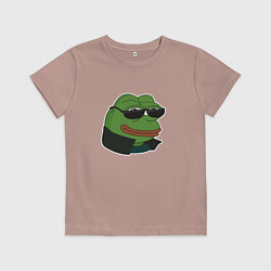 Футболка хлопковая детская Пепе крутой в очках, цвет: пыльно-розовый