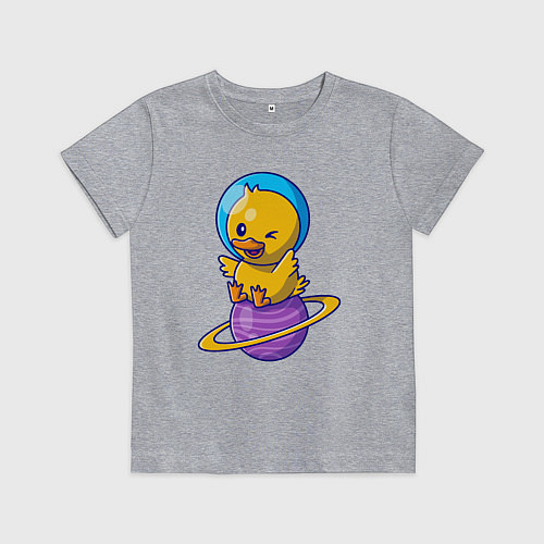 Детская футболка Утёнок на сатурне / Меланж – фото 1