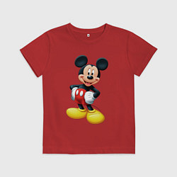 Футболка хлопковая детская Микки - мышь, цвет: красный