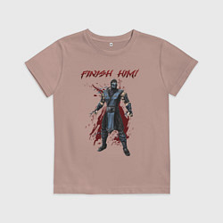 Футболка хлопковая детская Finish him Sub-Zero Mortal Kombat, цвет: пыльно-розовый