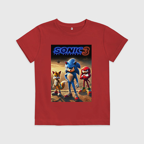 Детская футболка Sonic and his team - movie / Красный – фото 1