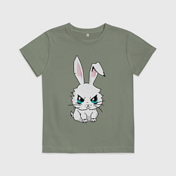 Футболка хлопковая детская Кролик злится, цвет: авокадо
