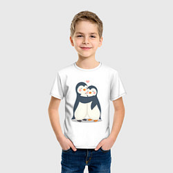Футболка хлопковая детская Пингвинчики обнимаются, цвет: белый — фото 2