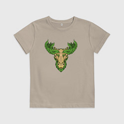 Футболка хлопковая детская Nature deer, цвет: миндальный
