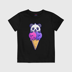 Футболка хлопковая детская Panda ice cream, цвет: черный