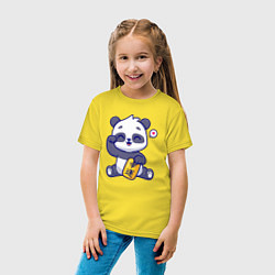 Футболка хлопковая детская Cute panda, цвет: желтый — фото 2