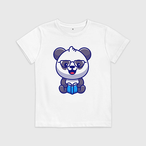 Детская футболка Панда с книгой / Белый – фото 1