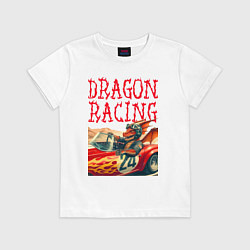 Футболка хлопковая детская Dragon cool racer - ai art, цвет: белый