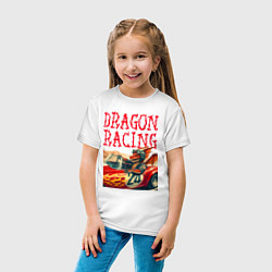 Футболка хлопковая детская Dragon cool racer - ai art, цвет: белый — фото 2