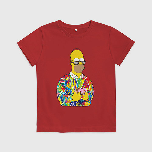 Детская футболка Красочный Гомер / Красный – фото 1