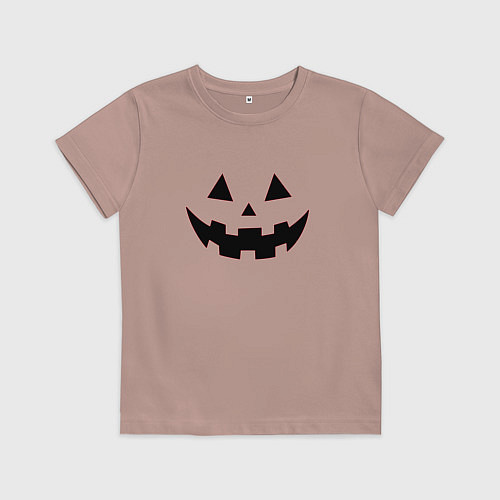 Детская футболка Физиономия тыквы / Пыльно-розовый – фото 1