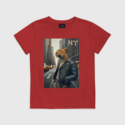 Детская футболка Леопард-модник житель Нью-Йорка