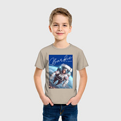 Футболка хлопковая детская Barbie in space - ai art fantasy, цвет: миндальный — фото 2