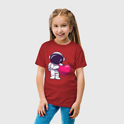 Футболка хлопковая детская Космонавт и сердечко, цвет: красный — фото 2