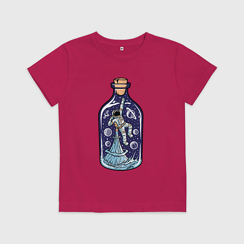 Детская футболка Космонавт в бутылке / Маджента – фото 1
