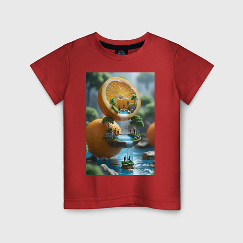 Детская футболка Релаксирующий водопад спелых апельсинов / Красный – фото 1