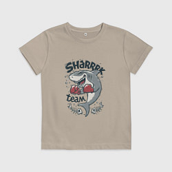 Футболка хлопковая детская Shark team, цвет: миндальный