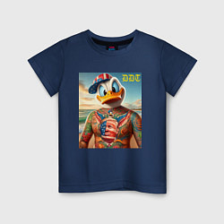 Футболка хлопковая детская Donald Duck Trump - meme, цвет: тёмно-синий