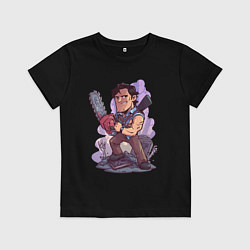 Футболка хлопковая детская Зловещие мертвецы - Эш, цвет: черный