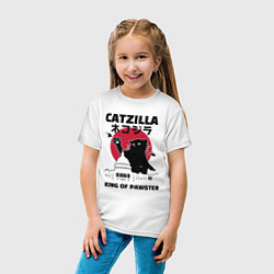 Футболка хлопковая детская Котзилла, цвет: белый — фото 2