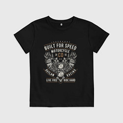 Футболка хлопковая детская Мотор, цвет: черный