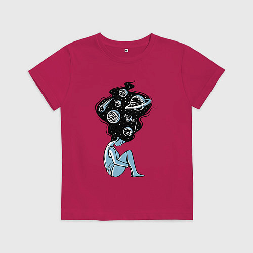 Детская футболка Космическая девушка / Маджента – фото 1