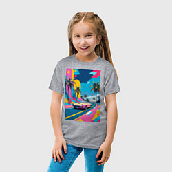 Футболка хлопковая детская Кабриолет едет по тропическому острову в стиле Куб, цвет: меланж — фото 2
