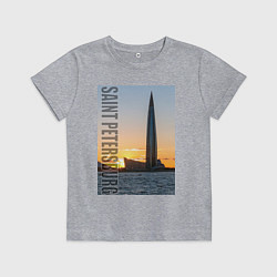 Футболка хлопковая детская Небоскреб Лахта центра в Санкт-Петербурге, цвет: меланж