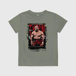 Футболка хлопковая детская Майк Тайсон мировой бокс, цвет: авокадо