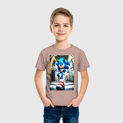 Футболка хлопковая детская Соника застали врасплох, цвет: пыльно-розовый — фото 2