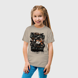 Футболка хлопковая детская Спортивный мотоцикл кастом байк, цвет: миндальный — фото 2
