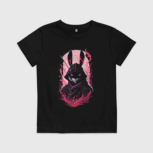 Детская футболка Кролик самурай / Черный – фото 1