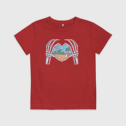 Футболка хлопковая детская Сердце пляжа, цвет: красный