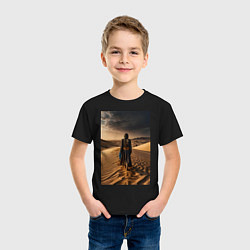 Футболка хлопковая детская В пустыне вечером, цвет: черный — фото 2