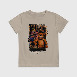 Футболка хлопковая детская Аниматроники из Five Nights at Freddys, цвет: миндальный