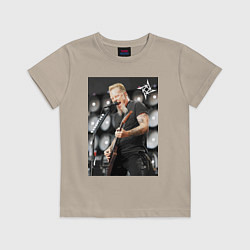 Футболка хлопковая детская James Alan Hatfield - Metallica, цвет: миндальный
