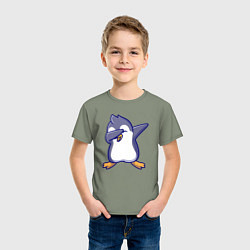 Футболка хлопковая детская Dab penguin, цвет: авокадо — фото 2