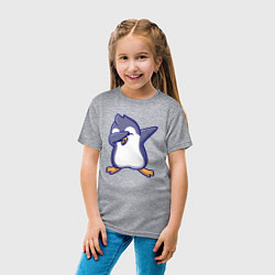 Футболка хлопковая детская Dab penguin, цвет: меланж — фото 2