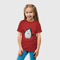 Футболка хлопковая детская Cartoon penguin, цвет: красный — фото 2