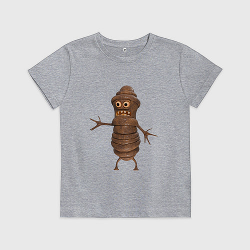 Детская футболка Сartoon worm character brown / Меланж – фото 1