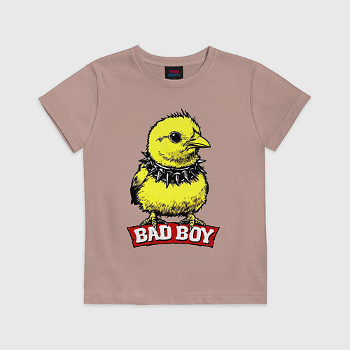 Детская футболка Bad boy chicken / Пыльно-розовый – фото 1