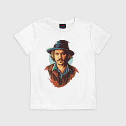 Футболка хлопковая детская Джонни Депп, цвет: белый