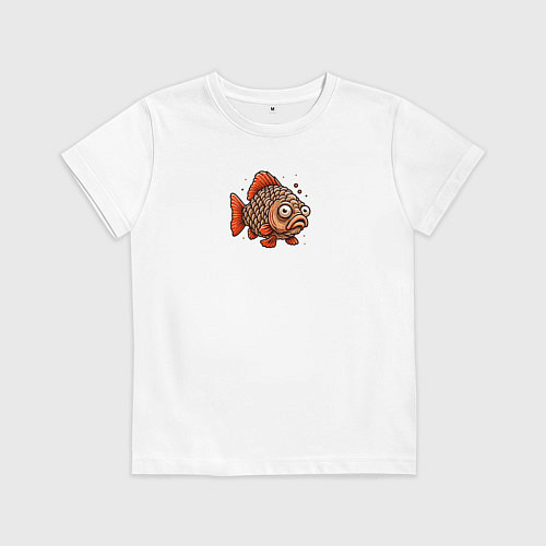 Детская футболка Забавная коричнева рыба / Белый – фото 1